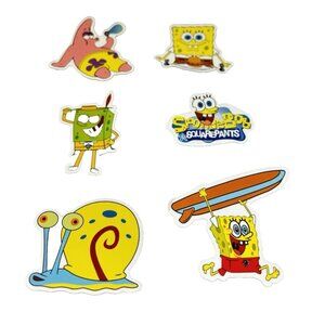 SpongeBob SquarePants 6pc Vinyl Stickers Lot Cartoon Water Bottle Laptop Decals